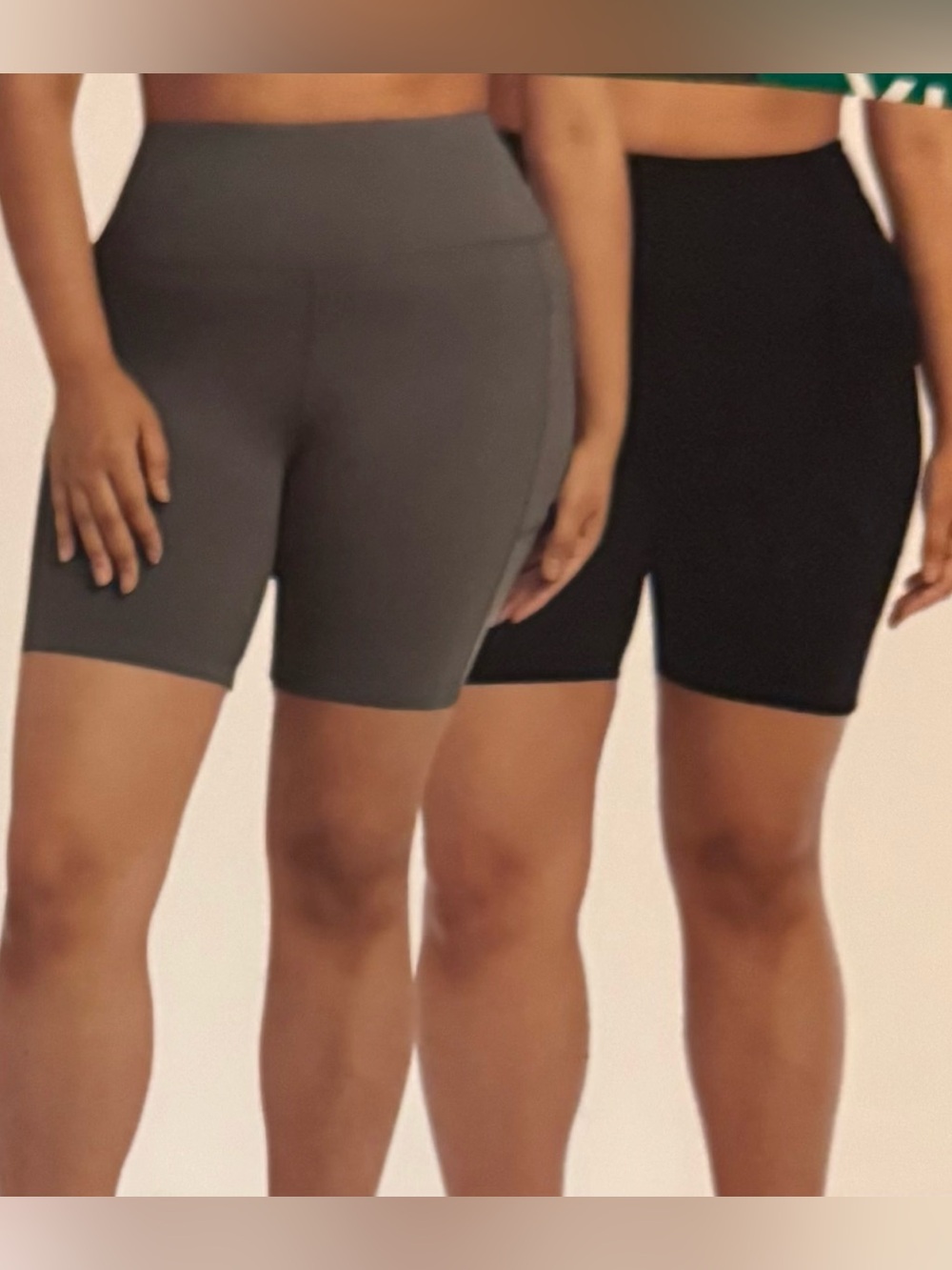 Danskin 2-Pack High-Waist Bike Shorts in Green and Black